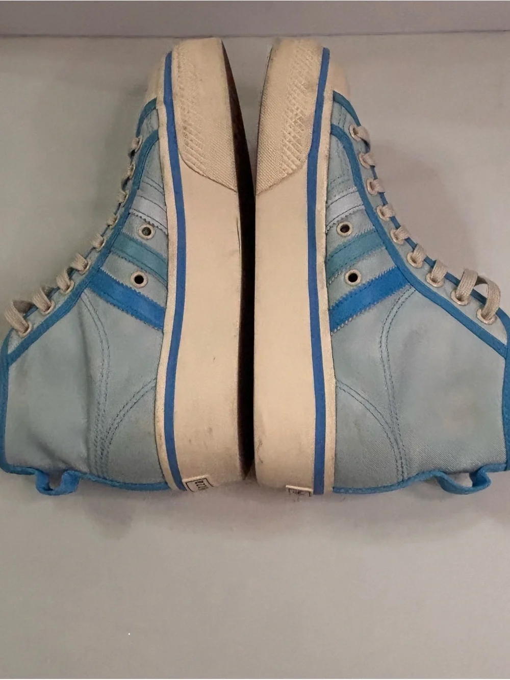 adidas Nizza Platform Women’s Sky Blue and Cream High-Top Sneakers Sz 8